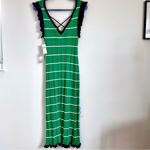 Anthropologie Daily Practice Sweater Midi Dress In Green Stripe Size S NWT - Picture 5 of 13